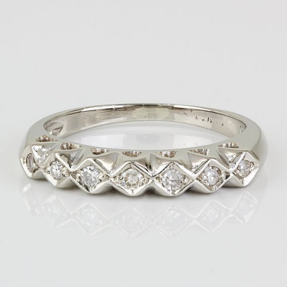 Vintage 14k Yellow Gold Diamond Cluster Wedding Band / Cocktail Ring